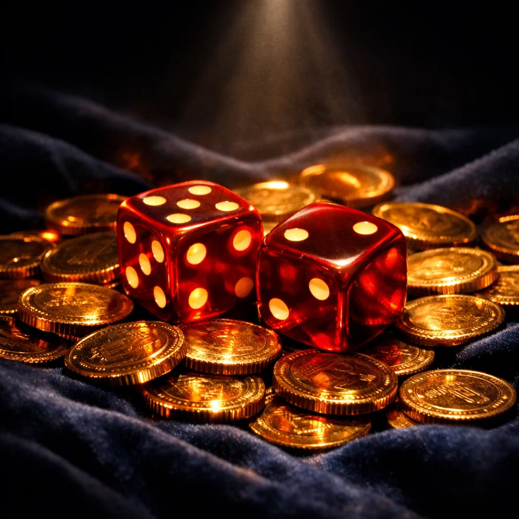 Live dobbelstenen in beweging aan de craps-tafel